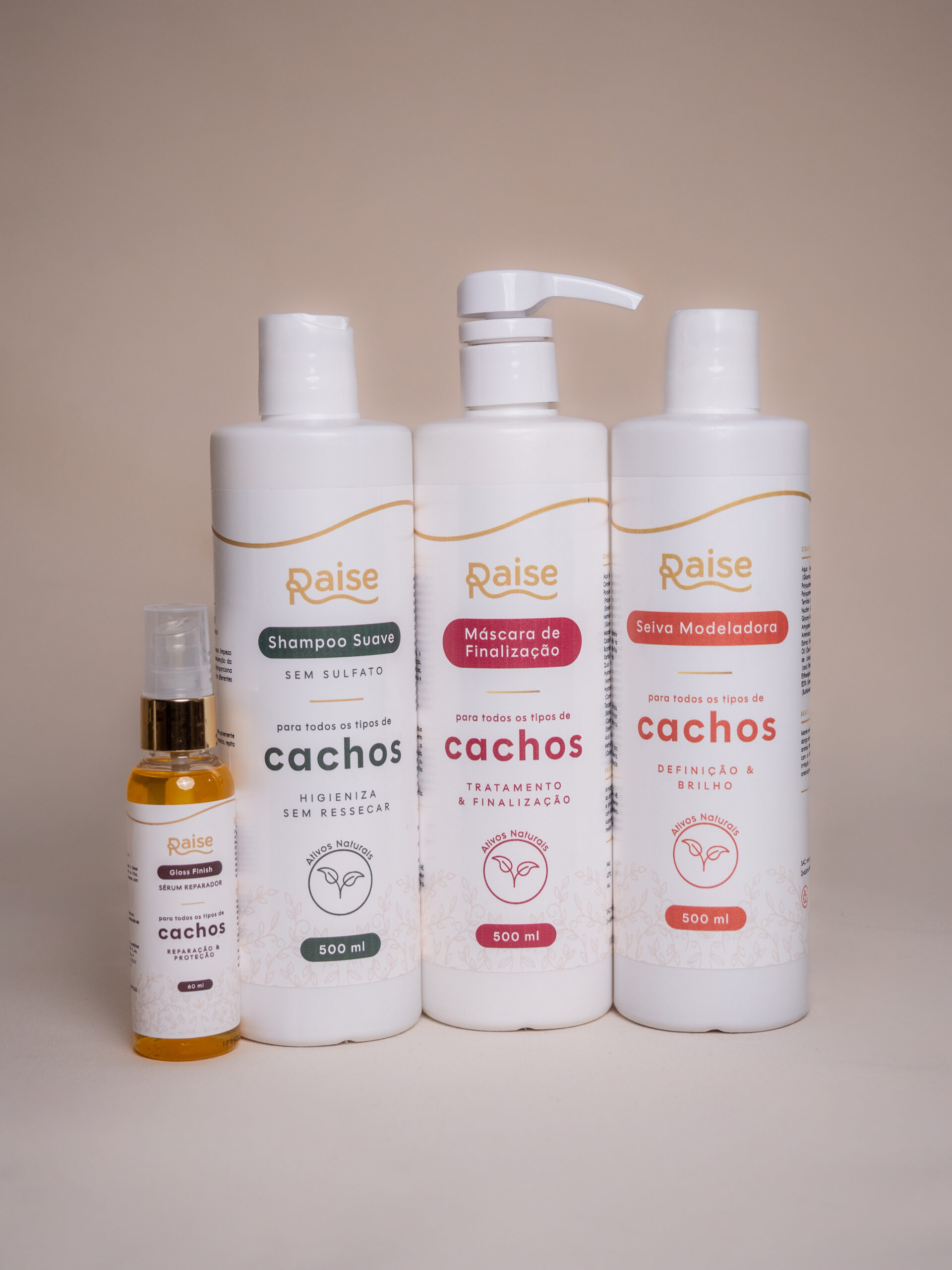 Kit Raise (Máscara de Finalização + Shampoo Suave + Seiva Modeladora + Gloss Finish)